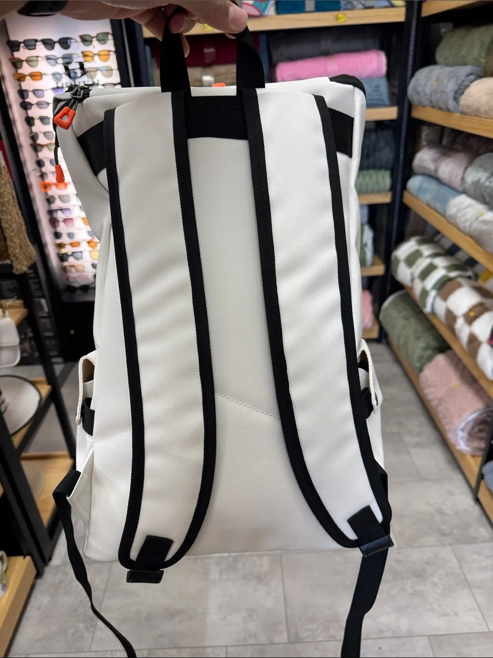 Men's White Roll-Top Backpack - Sleek Urban Carry